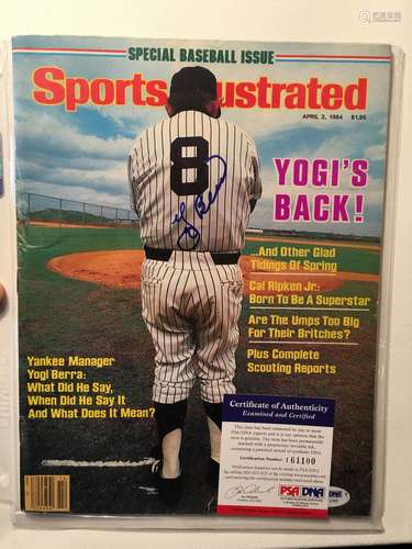 Yogi Berra Autographed Sports Illustrated PSA/DNA