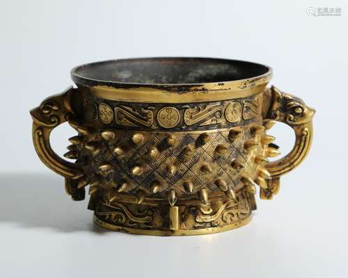 Gilt Bronze Double-Beast Handled Censer