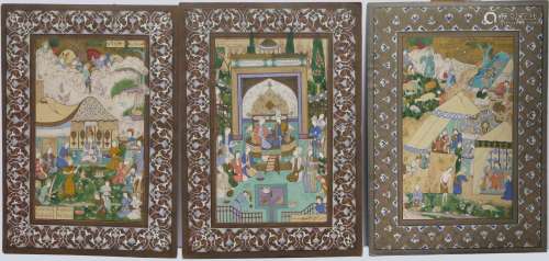 Set Of Three Persian Miniature Paintings