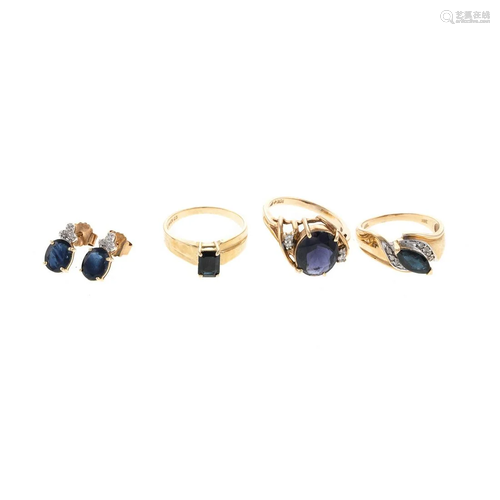 A Collection of Sapphire & Diamond Jewelry in Gold