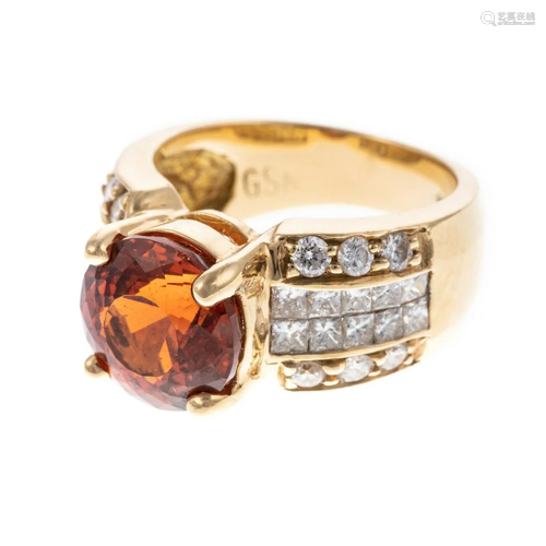 A 7.00 ct Spessartite Garnet & Diamond Ring