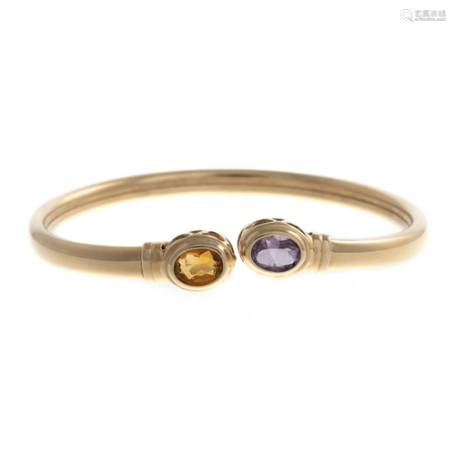 An Amethyst & Citrine Cuff Bracelet in 14K