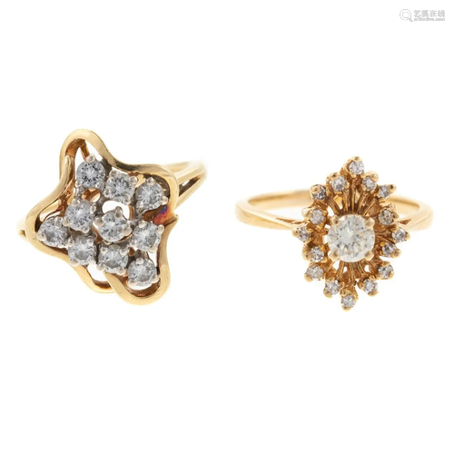 Two Diamond Cluster Rings in 14K