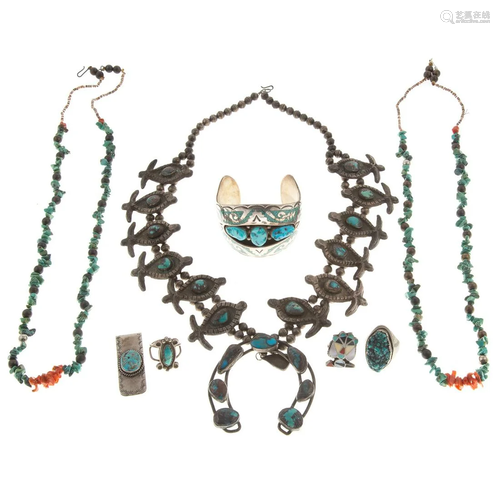 A Collection of Native American Turquoise Jewelry