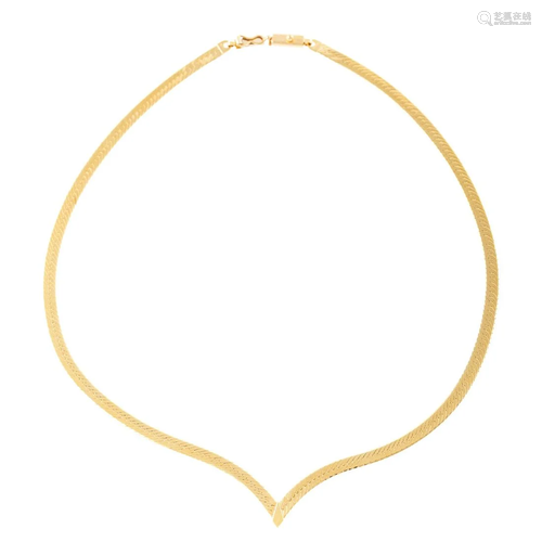 A 14K Yellow Gold Chevron Necklace