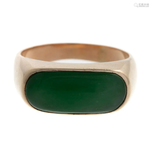 A Bezel-Set Jade Ring in High Polish 14K