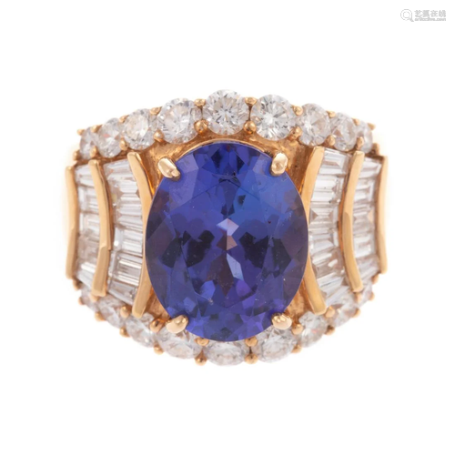 A 7.00 ct Tanzanite & Diamond Ring in 18K