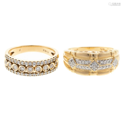 Two Wide Diamond Bands in Gold