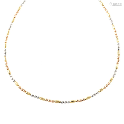 A Yellow, White & Rose Gold Faceted Bead Chain