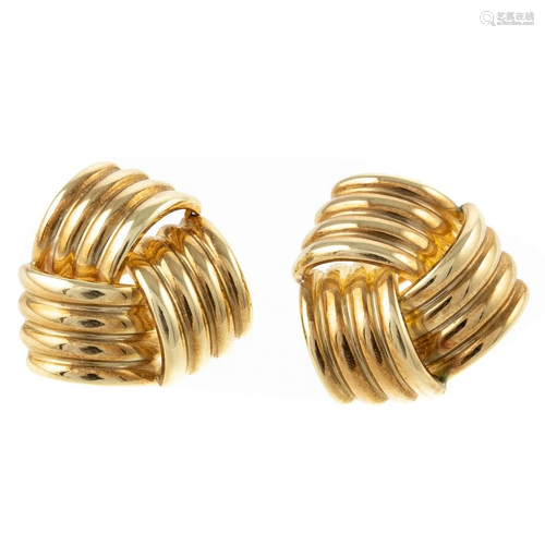 A Pair of 14K Modern High Polished Earrings