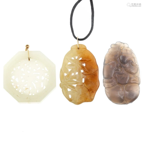 A Trio of Pendants in Jade & Lavender Jade