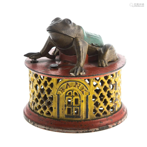 Frog on Lattice Base Mechanical Bank