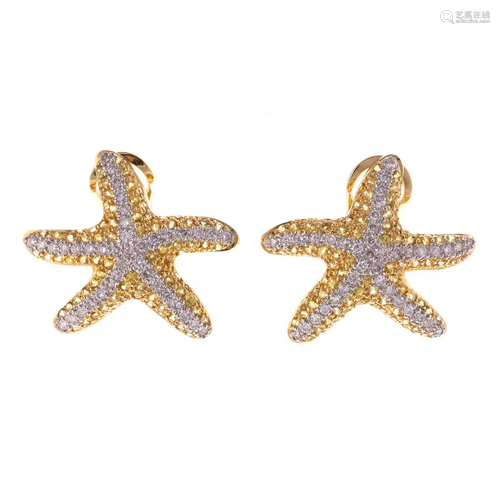 A Pair of Diamond Starfish Earrings in 18K