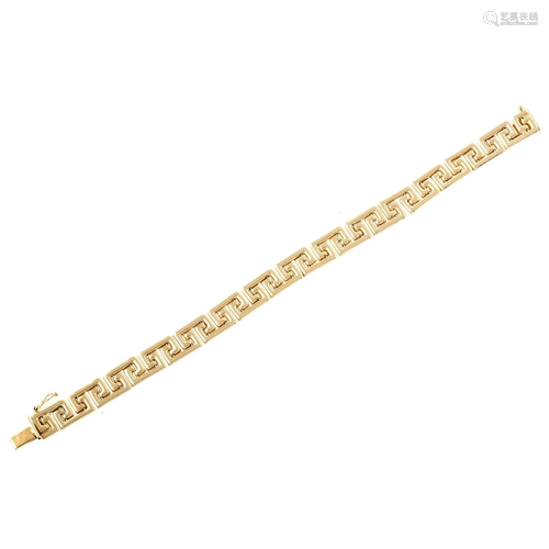 A 14K Yellow Gold Greek Key Link Bracelet