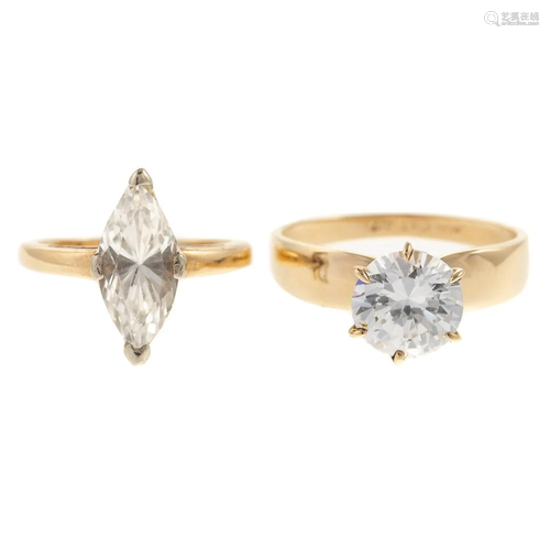 Two Large CZ Rings in Gold