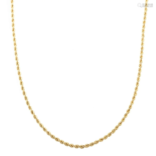 A Long Twisted Rope Link Chain in 14K Yellow Gold