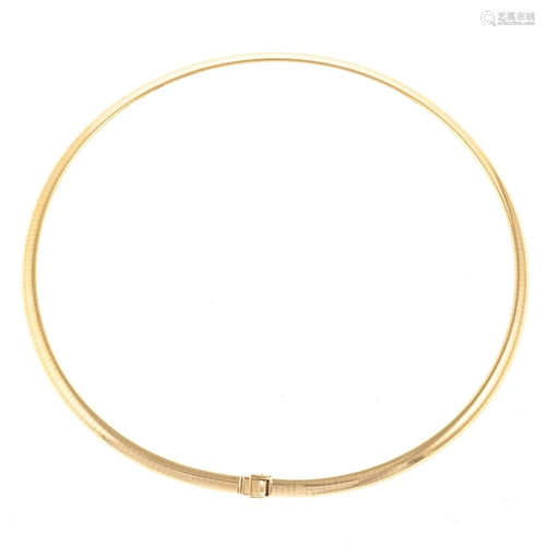 A 14K Yellow Gold Omega Necklace