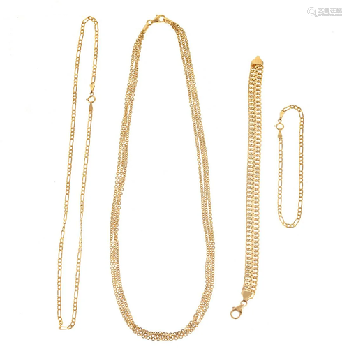 A Trio of 18K Chains & Bracelets