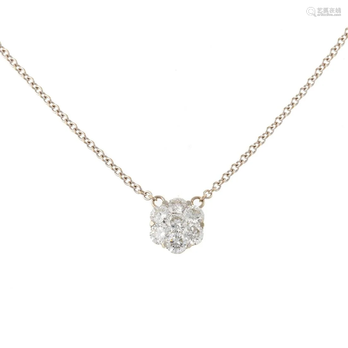 A 0.70 ctw Diamond Cluster Pendant in 18K