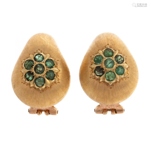 A Pair of Emerald Earrings by Buccellati in 18K