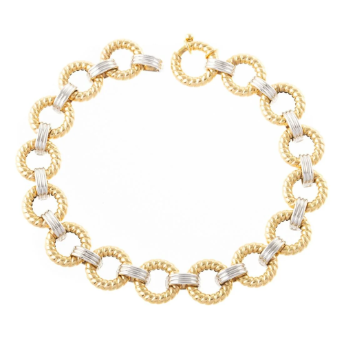 A 14K Yellow & White Gold Circle Link Bracelet