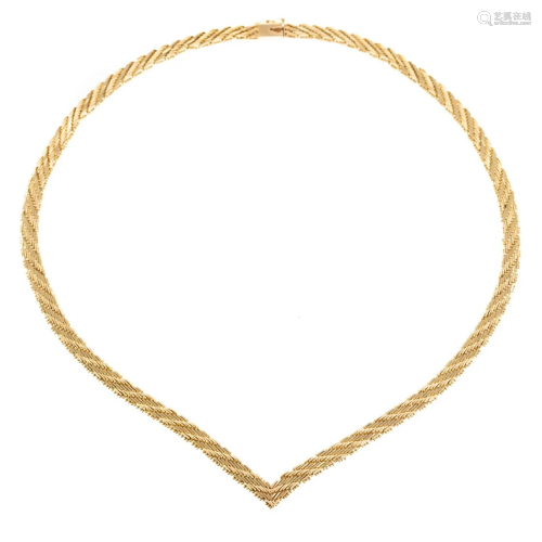 A Geometric Design Woven 14K Necklace