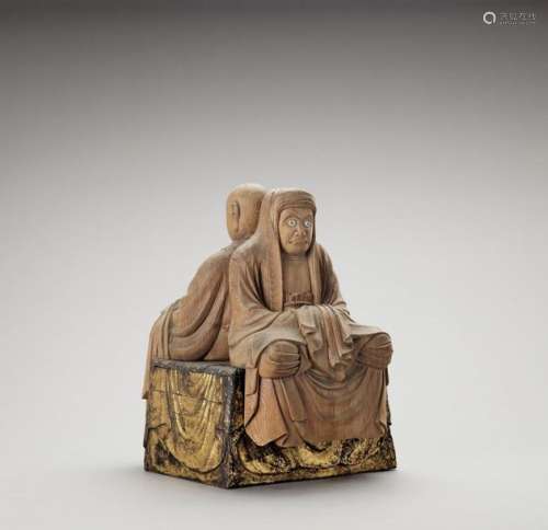 A Pair Of Hinoki Wood Figures …