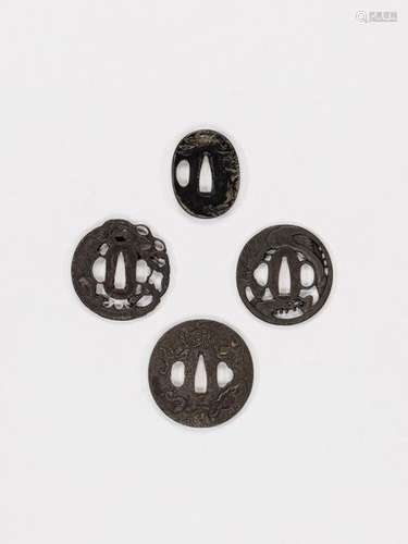 Four Tsuba Depicting Dragons