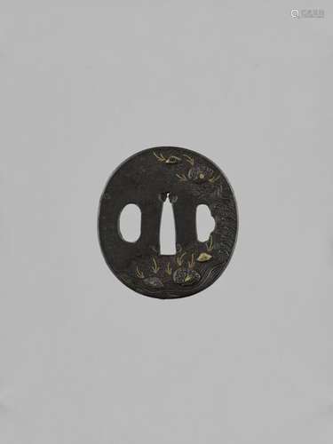 An Iron Tsuba With Seashells