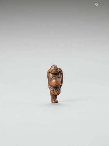 A Wood Netsuke Of Hotei