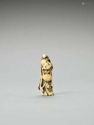 A Stag Antler Netsuke Of Hotei…