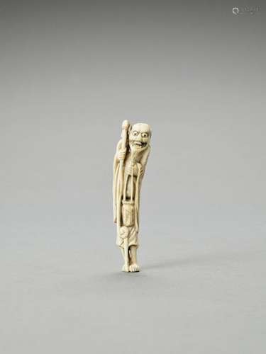 A Bone Netsuke Of A Sennin