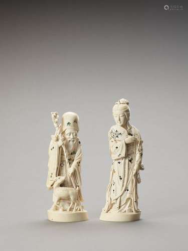 Two Very Large Inlaid Ivory Ok…