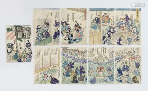 A Group Of Nine Japanese Color…