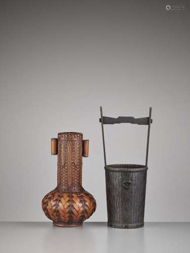 Two Ikebana Woven Bamboo Baske…