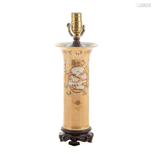 Chinese Export Trumpet Vase Lamp