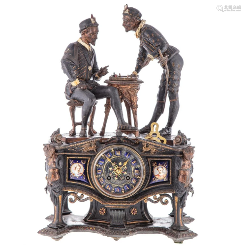 French Spelter Figural Mantel Clock
