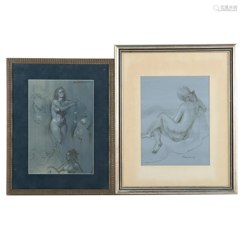 Two Schuler School Drawings, Each Framed