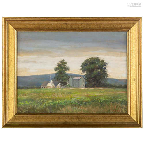 Nathaniel K. Gibbs. House in the Field, oil