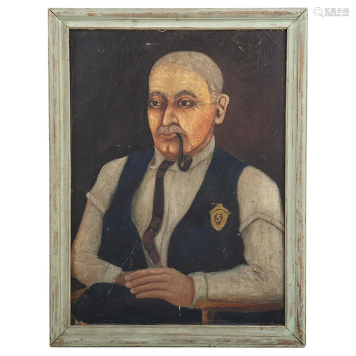 20th c. American Folk Art. Portrait of a Man, oil