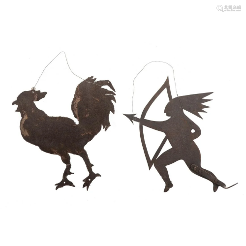 Sheet Iron Rooster & Indian Archer