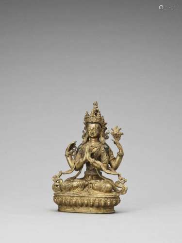 A Gilt Bronze Figure Of Avalok…