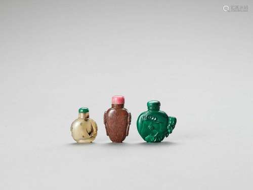 Three Hardstone Snuff Bottles