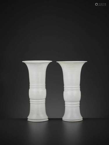 A Pair Of Dehua Beaker Vases, …