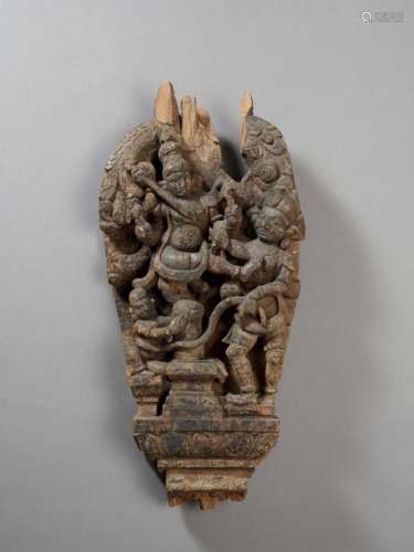 A Large Nepalese Wood Stele Of…