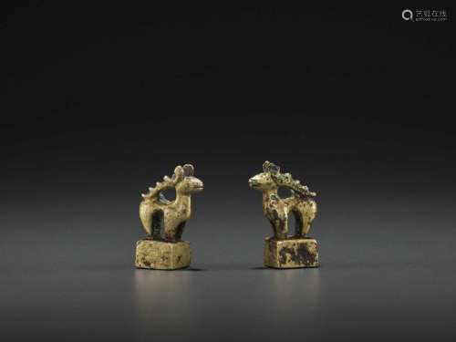 A Pair Of Gilt Bronze ‘stag’ S…