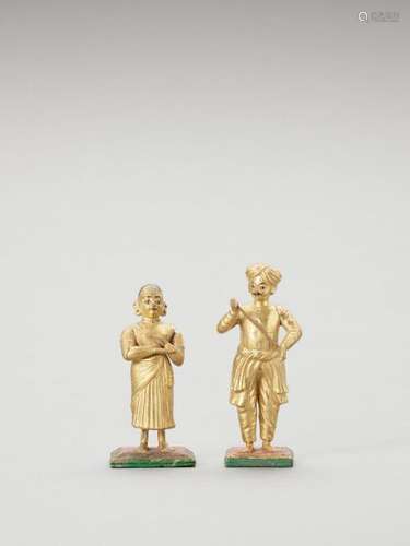 A Pair Of Gilt Indian Wood Dol…