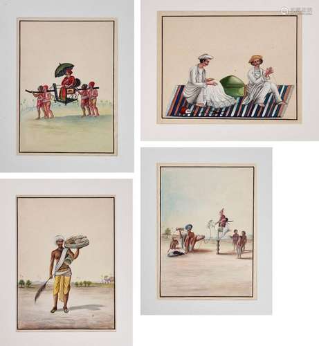 Four Indian Miniature Painting…