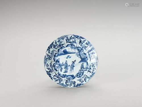 A Lobed Blue And White Porcela…