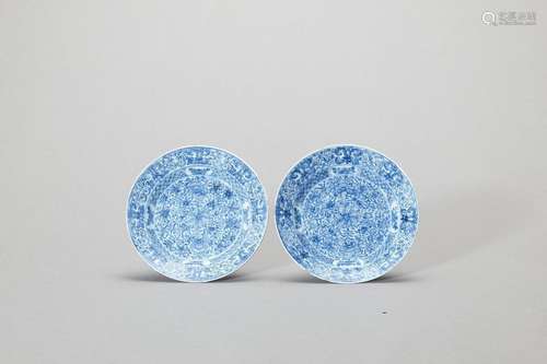 A Pair Of ‘floral Scroll’ Blue…